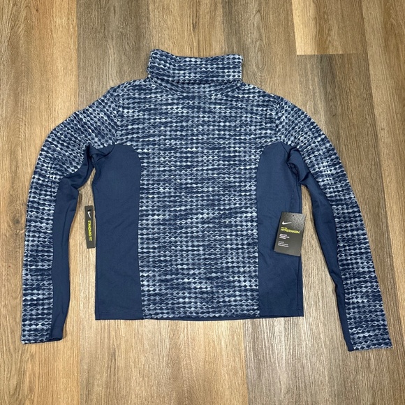 Nike Pro HyperWarm Shirt Women Large Training Navy Pullover Top Workout Running - Picture 1 of 11